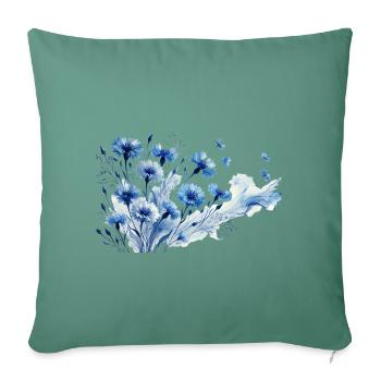 Bleuet au design onirique – l’élégance de la nature - Housse de coussin décorative 45 x 45 cm - vert sapin - Devant
