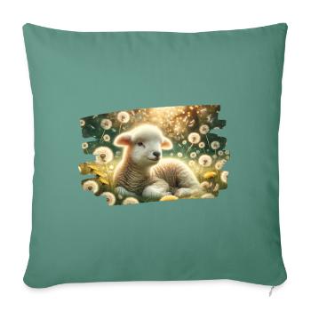 Dreamy spring idyll with lambs and dandelions - Sofa pillowcase 17,3'' x 17,3'' (45 x 45 cm) - cypress green - Front