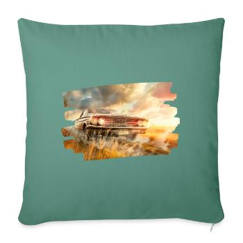 Klassisches Muscle-Car im Schein des Sonnenuntergangs - Sofakissenbezug 45 x 45 cm - Tanngrün - Vorne