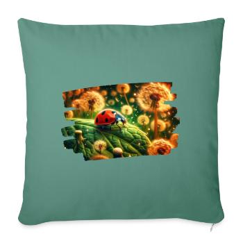 Ladybug in golden dandelion light - Sofa pillowcase 17,3'' x 17,3'' (45 x 45 cm) - cypress green - Front