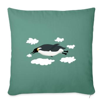 Pinguin fliegt - Sofakissenbezug 45 x 45 cm - Tanngrün - Vorne