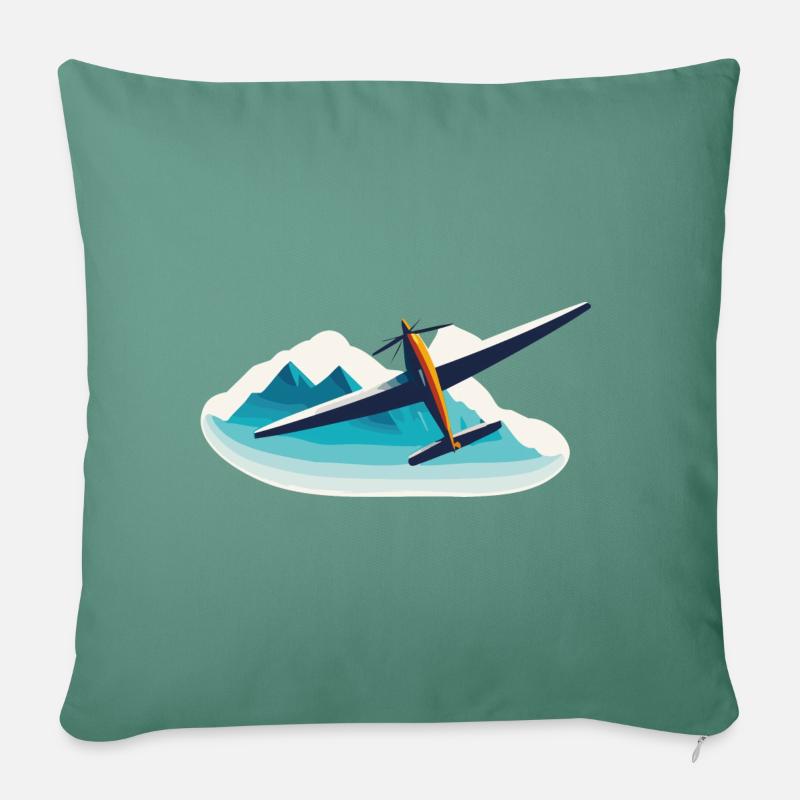 Ailes bleues oranges - Housse de coussin décorative 45 x 45 cm - vert sapin
