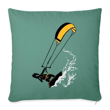 Kitesurfen und Wellen flex - Sofakissenbezug 45 x 45 cm - Tanngrün - Vorne