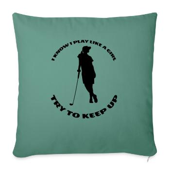 Golf Golf Ball Golf Club Girl Golfer - Sofa pillowcase 17,3'' x 17,3'' (45 x 45 cm) - cypress green - Front