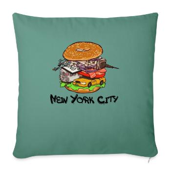 New York City Bagel with Everything NYC - Housse de coussin décorative 45 x 45 cm - vert sapin - Devant