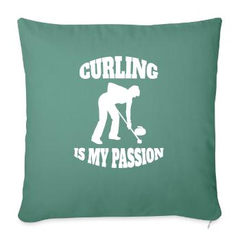 Curling Stone Curl curler Curling Stone Cadeau - Housse de coussin décorative 45 x 45 cm - vert sapin - Devant