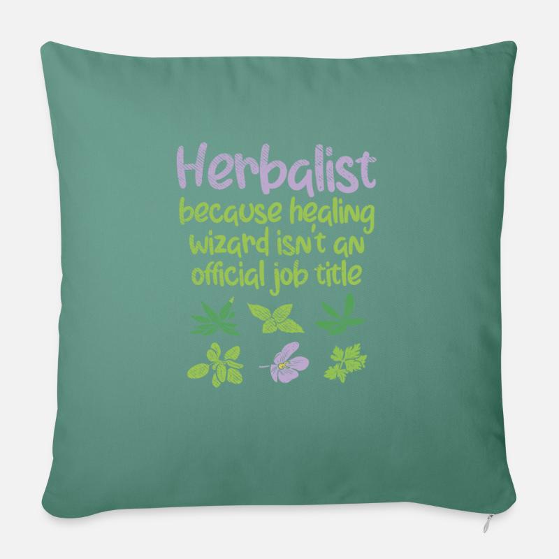Herbalist Herbs Funny - Sofa pillowcase 17,3'' x 17,3'' (45 x 45 cm) - cypress green