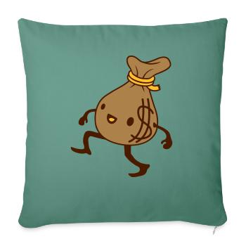 Comic lebendiger Geld Sack - Sofakissenbezug 45 x 45 cm - Tanngrün - Vorne