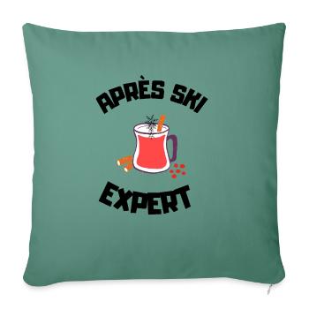Expert après-ski - Housse de coussin décorative 45 x 45 cm - vert sapin - Devant