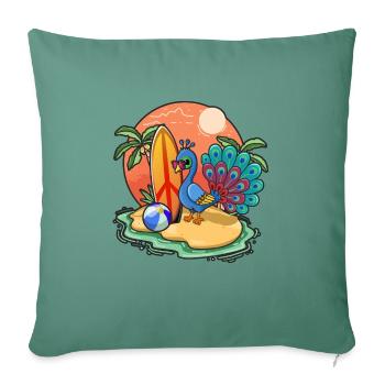 Drôle Paon Surf Lovers Cool Planche de surf Surf - Housse de coussin décorative 45 x 45 cm - vert sapin - Devant