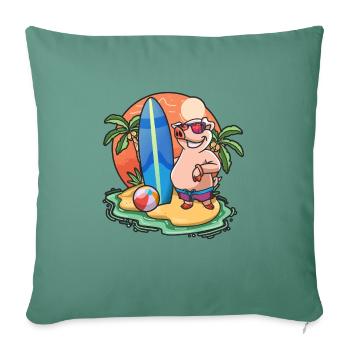 Funny Pig Surf Lovers Cool Surfboard Surfing Wortspiel - Sofakissenbezug 45 x 45 cm - Tanngrün - Vorne