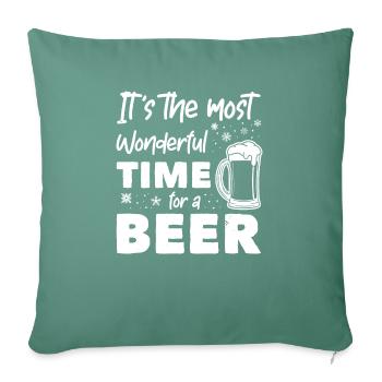 La meilleure saison pour la bière est Noël d’hiver - Housse de coussin décorative 45 x 45 cm - vert sapin - Devant