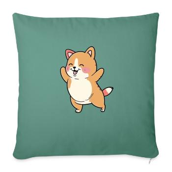 Kawaii Cute Happy Colorful Dog Dancing - Sofa pillowcase 17,3'' x 17,3'' (45 x 45 cm) - cypress green - Front