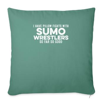 J’ai des combats d’oreillers avec des lutteurs de sumo drôles - Housse de coussin décorative 45 x 45 cm - vert sapin - Devant
