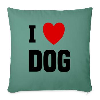Ich liebe Hund - Sofakissenbezug 45 x 45 cm - Tanngrün - Vorne