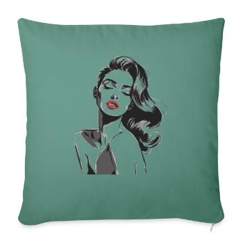 Drawing of a pretty woman - Sofa pillowcase 17,3'' x 17,3'' (45 x 45 cm) - cypress green - Front