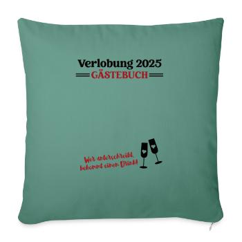 Verlobung 2025 Hochzeit Verlobungsfeier Gästebuch - Sofakissenbezug 45 x 45 cm - Tanngrün - Vorne