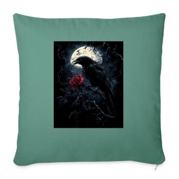 Raven Rose Moon Gloomy Gothic Black Crow - Sofa pillowcase 17,3'' x 17,3'' (45 x 45 cm) - cypress green - Front