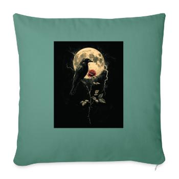 Raven Rose Moon Gloomy Gothic Black Crow - Sofa pillowcase 17,3'' x 17,3'' (45 x 45 cm) - cypress green - Front