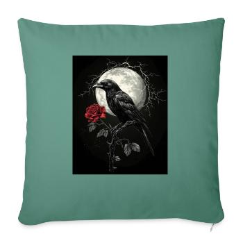 Raven Rose Moon Gloomy Gothic Black Crow - Sofa pillowcase 17,3'' x 17,3'' (45 x 45 cm) - cypress green - Front