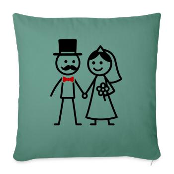 Couple de mariage Couple marié Mariage - Housse de coussin décorative 45 x 45 cm - vert sapin - Devant