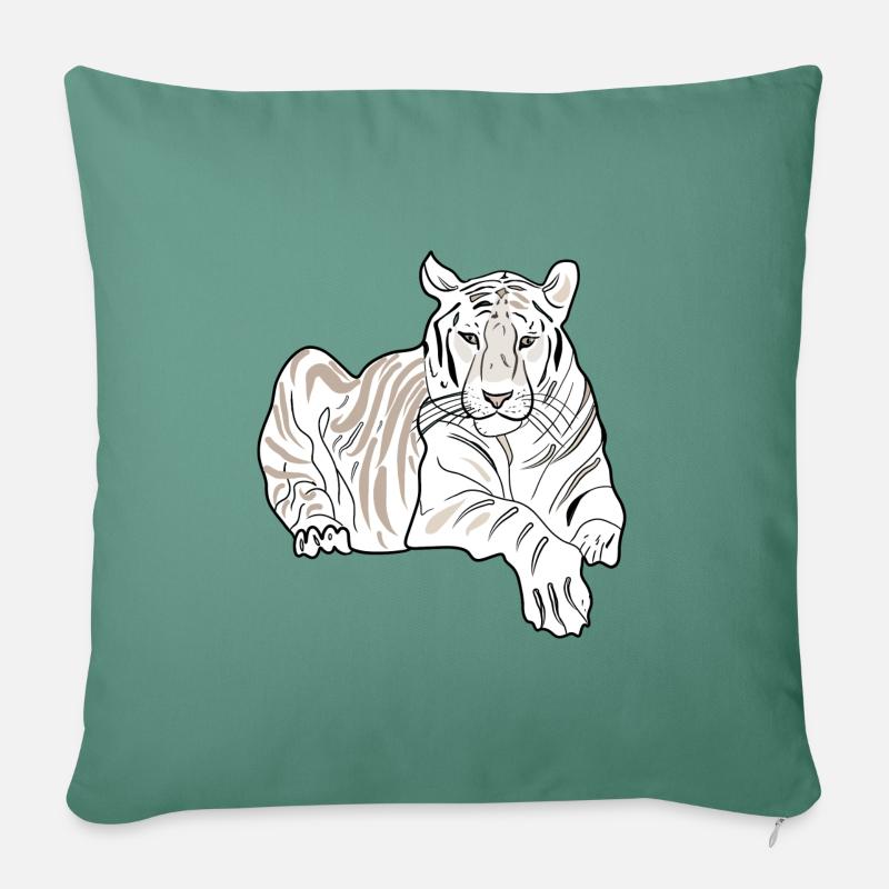 LIEGENDER TIGER - Sofakissenbezug 45 x 45 cm - Tanngrün