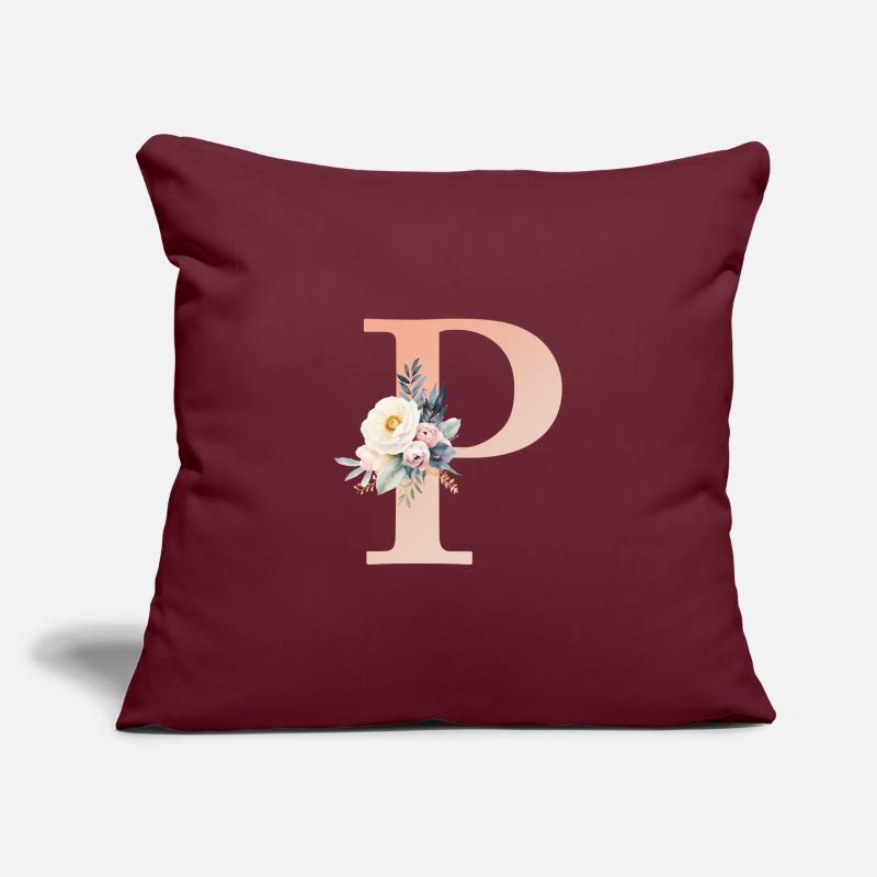 P Monogram, Floral, Boho Sofa pillowcase 17,3'' x 17,3'' (45 x 45 cm)