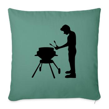 faim bbq grill grill grill manger schuerze gril - Housse de coussin décorative 45 x 45 cm - vert sapin - Devant