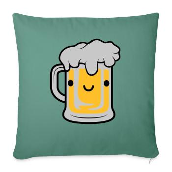Visage de bière sucrée - Housse de coussin décorative 45 x 45 cm - vert sapin - Devant