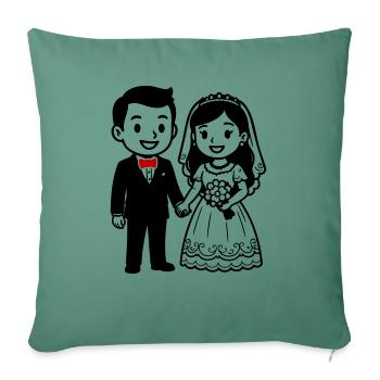Couple de mariés - Housse de coussin décorative 45 x 45 cm - vert sapin - Devant