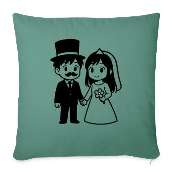 Couple de mariés Anime - Housse de coussin décorative 45 x 45 cm - vert sapin - Devant