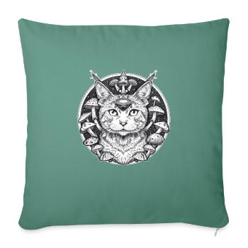 Mystical cats in a parallel world with mushrooms - Sofa pillowcase 17,3'' x 17,3'' (45 x 45 cm) - cypress green - Front