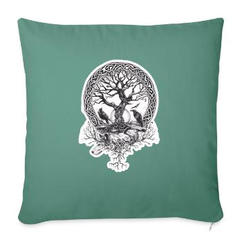 Detailed Celtic Tree of Life with Ravens - Sofa pillowcase 17,3'' x 17,3'' (45 x 45 cm) - cypress green - Front