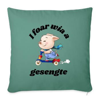 gsengte Sau - Dicton bavarois - Housse de coussin décorative 45 x 45 cm - vert sapin - Devant