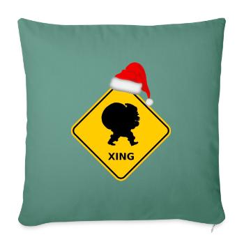 "Père Noël avec sac" / chapeau - Housse de coussin décorative 45 x 45 cm - vert sapin - Devant