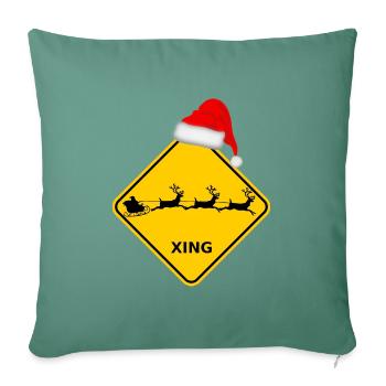 Wildwechsel "Weihnachtsmann m. Schlitten" / Mütze - Sofakissenbezug 45 x 45 cm - Tanngrün - Vorne