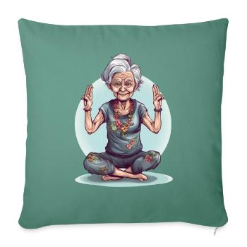 Cool Yoga Granny - Meditation in the Prime Age - Sofa pillowcase 17,3'' x 17,3'' (45 x 45 cm) - cypress green - Front