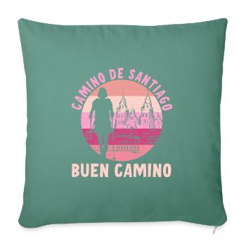 Buen Camino de Santiago de Compostela Jakobsweg - Housse de coussin décorative 45 x 45 cm - vert sapin - Devant