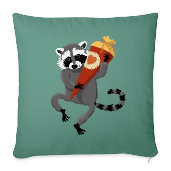 Raccoon school cone - Sofa pillowcase 17,3'' x 17,3'' (45 x 45 cm) - cypress green - Front