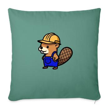 Beaver Bob Builder Blue Collar Craftsman Profession - Sofa pillowcase 17,3'' x 17,3'' (45 x 45 cm) - cypress green - Front