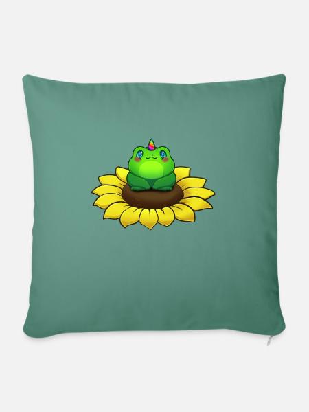Einhornfrosch Sonnenbume - Sofakissenbezug 45 x 45 cm - Tanngrün