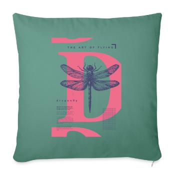 Libellule – la légèreté rencontre le sens - Housse de coussin décorative 45 x 45 cm - vert sapin - Devant