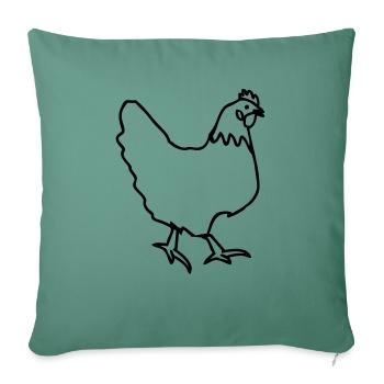 Henne Huhn Hüner - Sofakissenbezug 45 x 45 cm - Tanngrün - Vorne