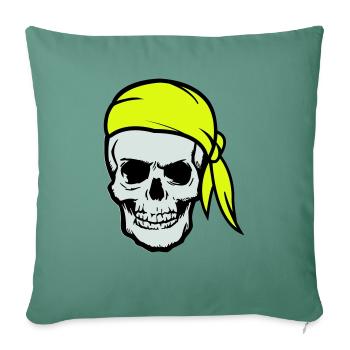 Crâne Pirate Ahoy - Housse de coussin décorative 45 x 45 cm - vert sapin - Devant