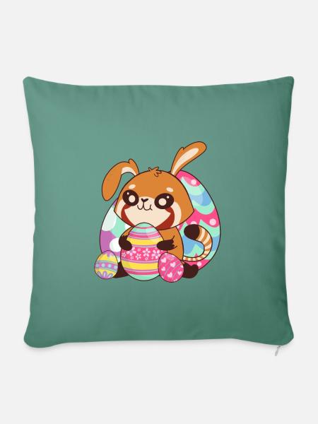 Osterhase Roter Panda - Sofakissenbezug 45 x 45 cm - Tanngrün
