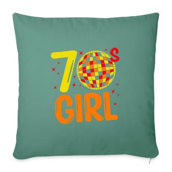 70s Fille 70s Fille Hippie - Housse de coussin décorative 45 x 45 cm - vert sapin - Devant