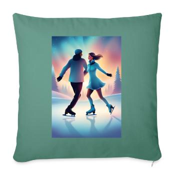 Sweet iceskating couple - Sofa pillowcase 17,3'' x 17,3'' (45 x 45 cm) - cypress green - Front