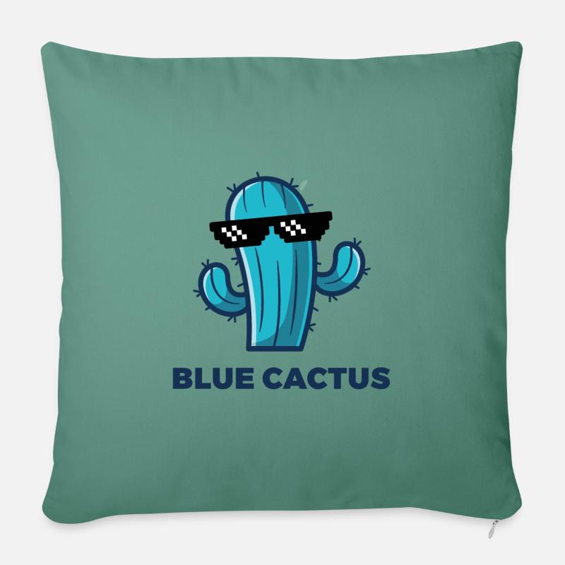Blue Cactus Thug - Exprime ta coolitude ! - Housse de coussin décorative 45 x 45 cm - vert sapin
