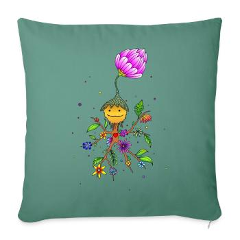 Mystischer Kobold Blumenliebe SVENPAINT - Sofakissenbezug 45 x 45 cm - Tanngrün - Vorne