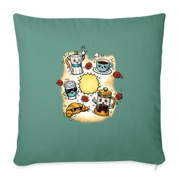 Cosmos du café de la joie matinale - Housse de coussin décorative 45 x 45 cm - vert sapin - Devant